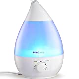 InnoBeta Waterdrop 2,4 Liter Ultraschall Luftbefeuchter Cool Mist mit Filter für Babys, Kinder, Die Ganze Nacht Hindurch, Leise, Automatische Ausschaltung,langlebig, 7-farbige LED-Lichter (bis 35m²)