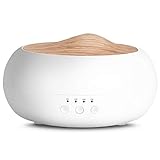 SALKING Aroma Diffuser, 250ml Ultraschall Öl Aromatherapie Diffusor für ätherische Öle, Raumbefeuchter Elektrisch Duftlampe, Warmweiß Licht Weiß Holzmaserung Diffusor für Zuhause Büro Oder Yoga