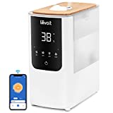 LEVOIT Smart Luftbefeuchter, Warm-/Kalter Nebel max 550 ml/h, 4,5L Humidifier bis 40㎡ 45H, 26dB Aroma Raumbefeuchter mit Nachtlicht für Schlafzimmer Kinderzimmer und Pflanzen, Exklusiv bei Amazon,Weiß